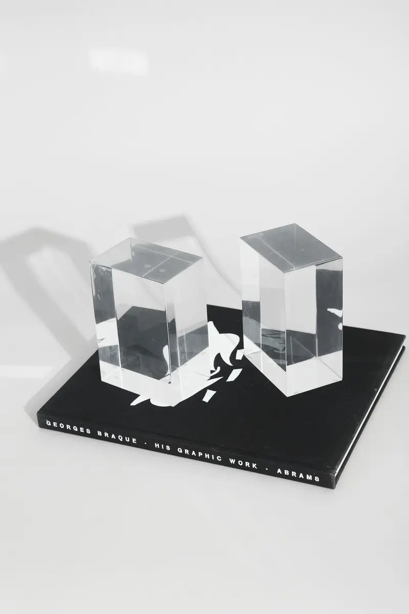 Lucite Block Bookend Set